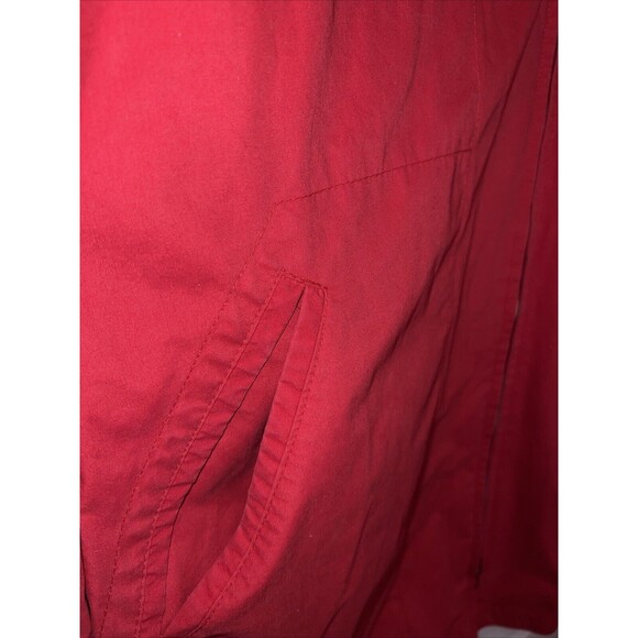 Vintage London Fog Jacket Red Medium Zip Hood Shoulder Pads Buttons Pockets - Picture 5 of 15
